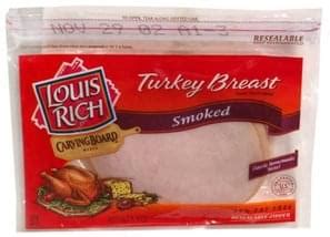 LOUIS RICH, Turkey Breast and White Turkey (smoked sliced) - calories, carbs, nutrition