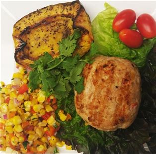 Low Fat Burger with Garden Salad and Acorn Squash - calories, carbs, nutrition