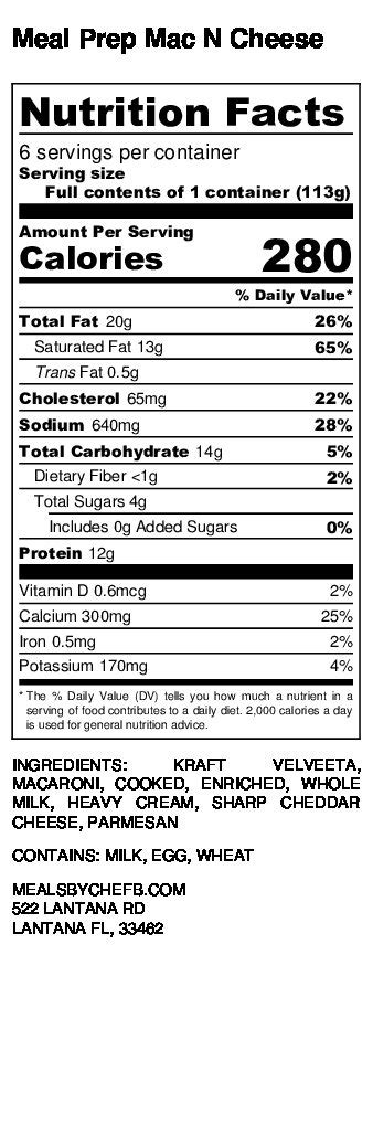 Macaroni and Cheese, baked - calories, carbs, nutrition