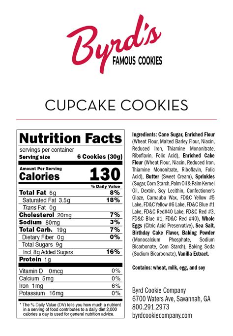 Make A Wish Cookies - calories, carbs, nutrition