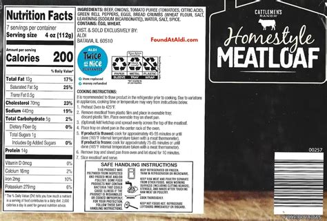 Meatloaf Beef Homestyle Lean 4 oz - calories, carbs, nutrition