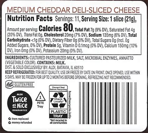 Medium Cheddar Sliced - calories, carbs, nutrition