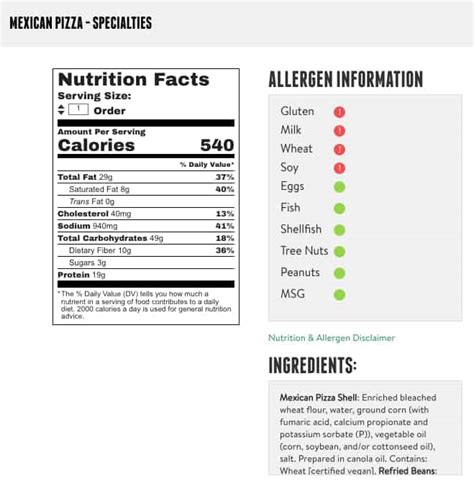 Mexican Pizza (32589.13) - calories, carbs, nutrition