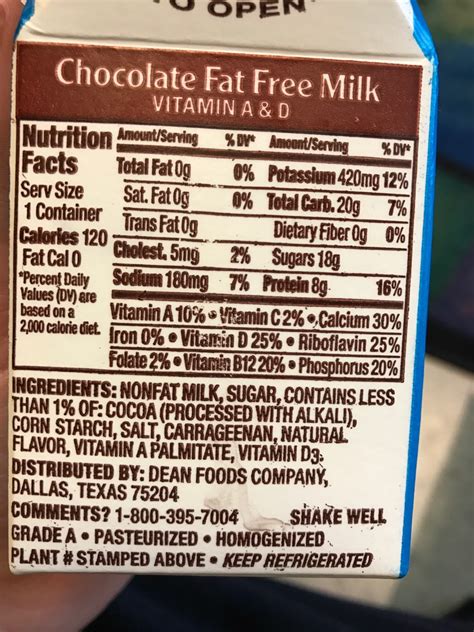 Milk Chocolate Low Fat 1/2 Pint - calories, carbs, nutrition