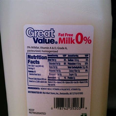 Milk - Tall - Nonfat milk - calories, carbs, nutrition