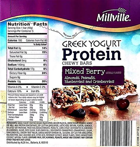 Mixed Berry Chewy Bar - calories, carbs, nutrition