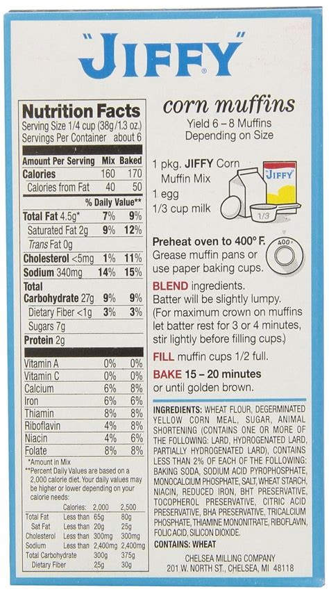 Muffin Mix Corn #10 Scoop - calories, carbs, nutrition