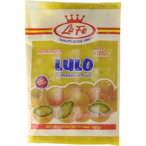 Naranjilla (lulo) pulp, frozen, unsweetened - calories, carbs, nutrition