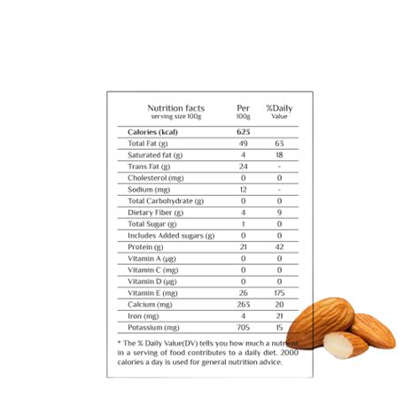 Natural Almonds - calories, carbs, nutrition