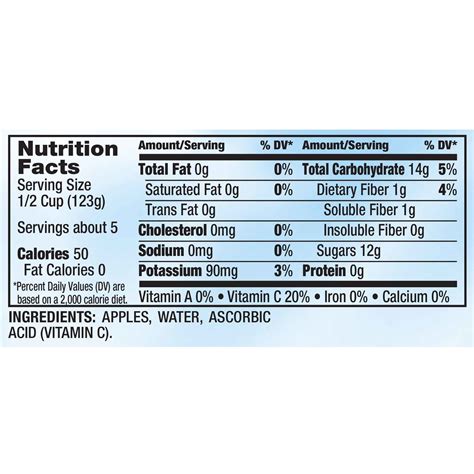 Natural Applesauce - calories, carbs, nutrition