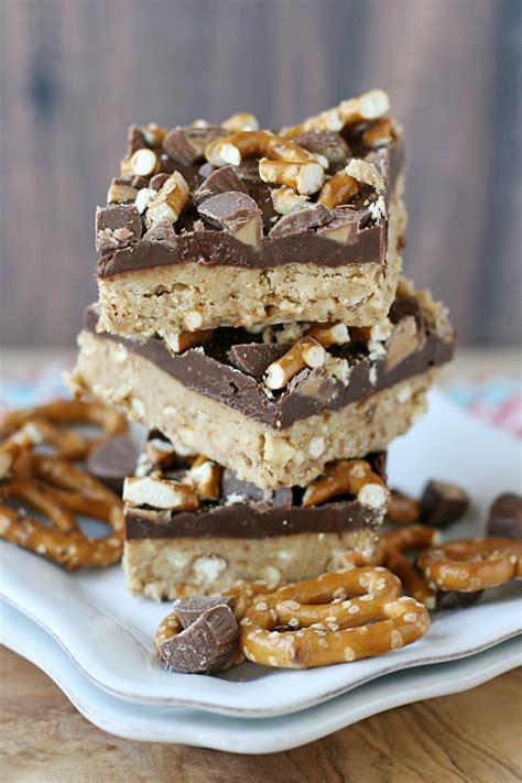 No Bake Peanut Butter Pretzel Bars - calories, carbs, nutrition