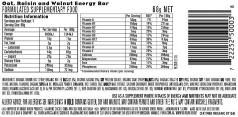 Oatmeal Raisin Walnut (Mini Bar) - calories, carbs, nutrition