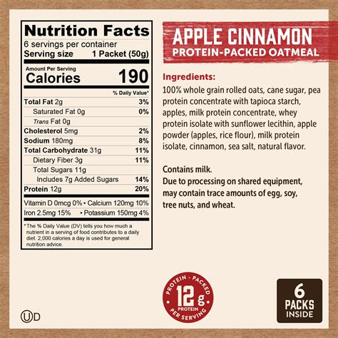 Oatmeal to Go (Apples and Cinnamon) - calories, carbs, nutrition