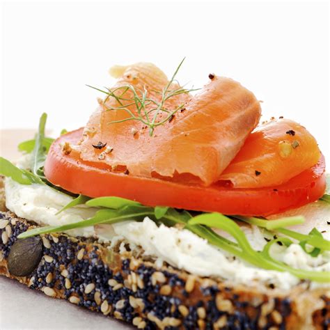 Open sandwich smoked salmon - calories, carbs, nutrition