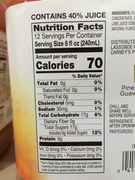 Orange Agua Fresca - calories, carbs, nutrition