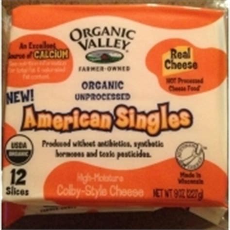 Organic American Singles Cheese - calories, carbs, nutrition