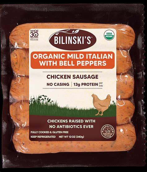 Organic Chicken Sausage, Mild Italian - calories, carbs, nutrition