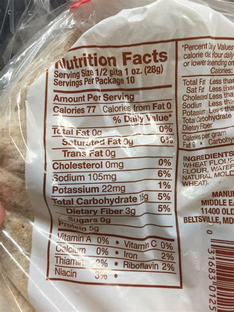 Organic Middle East Flat Bread Sandwich - calories, carbs, nutrition