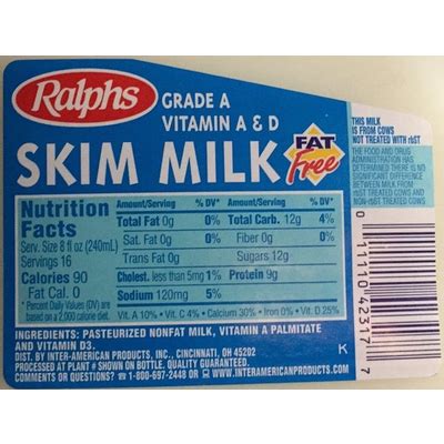 Organic Skim Milk - calories, carbs, nutrition