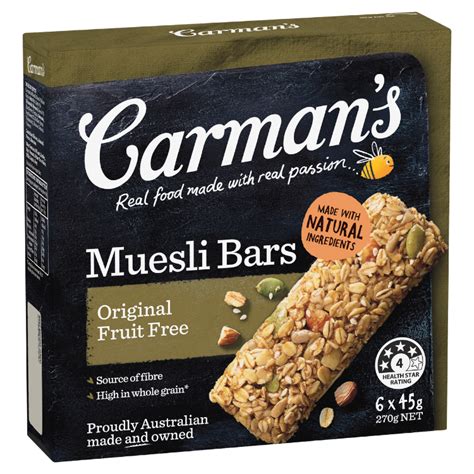 Original Fruit-Free Muesli Bar - calories, carbs, nutrition