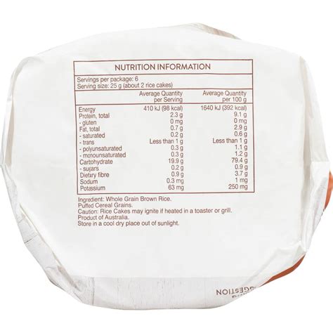 Original Thick Rice Cakes - calories, carbs, nutrition