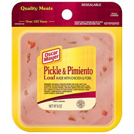 OSCAR MAYER, Pickle Pimiento Loaf (with chicken) - calories, carbs, nutrition