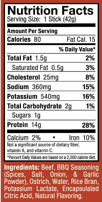Ostrich Stick - calories, carbs, nutrition