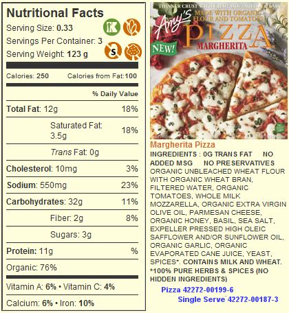 Pandinis Pizza 10" Three Cheese Margherita - calories, carbs, nutrition