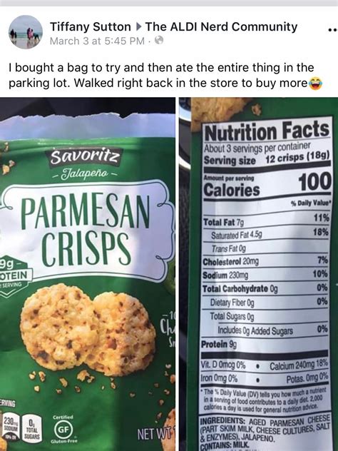 Parmesan Crisps - calories, carbs, nutrition