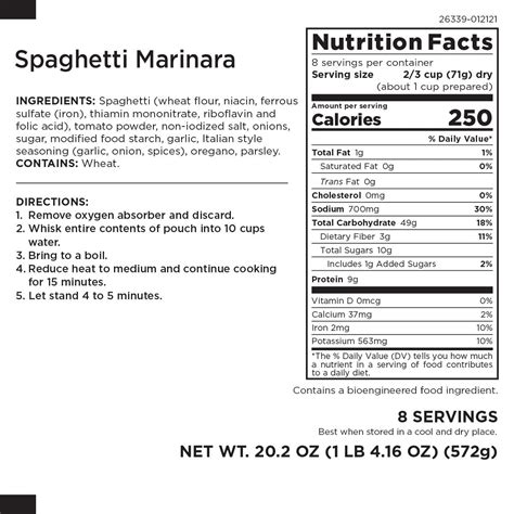 Pasta with Marinara Casserette - calories, carbs, nutrition