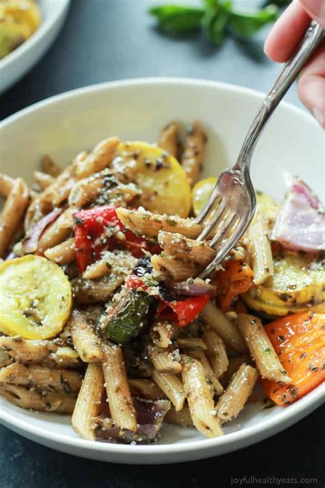 Pasta with Roasted Vegetables and Basil - calories, carbs, nutrition