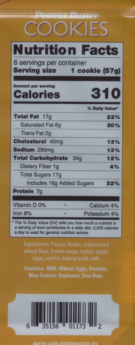 Pb Cookie - calories, carbs, nutrition