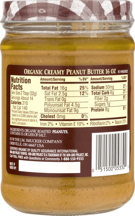 Peanut Butter Organic 2 Tbsp - calories, carbs, nutrition