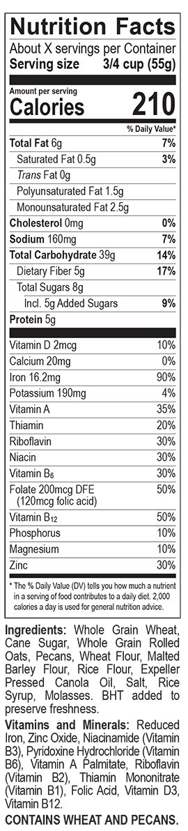 Pecan Cereal - calories, carbs, nutrition