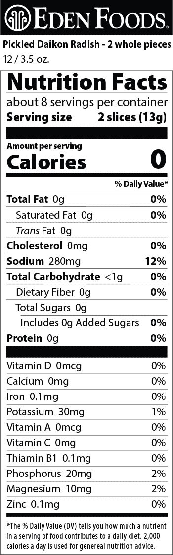 Pickled Daikon - calories, carbs, nutrition