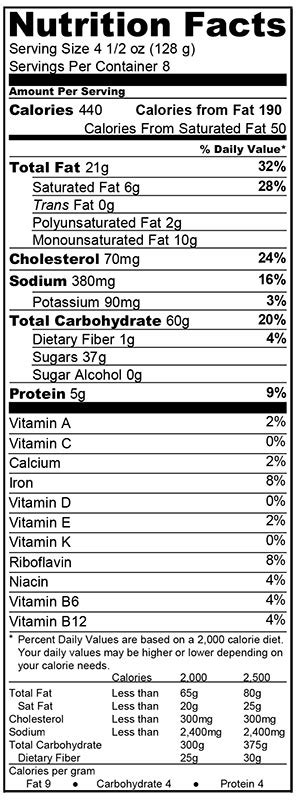 Pie Pecan Cut 8 - calories, carbs, nutrition