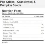 Pita Crisps with Cranberries and Pumpkin Seeds - calories, carbs, nutrition