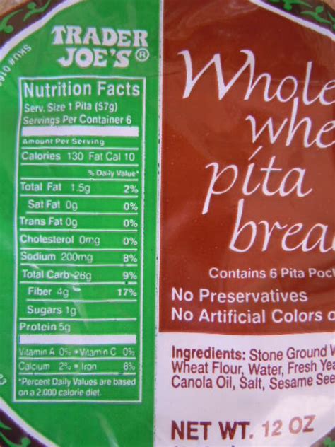 Pita Whole Wheat - calories, carbs, nutrition