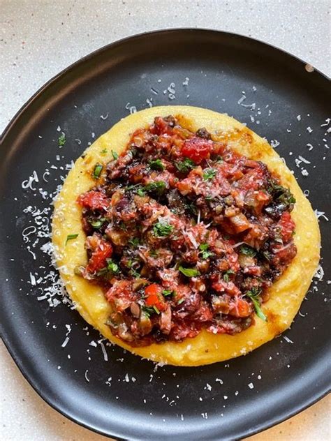 Polenta Lasagna Eggplant Caponata Plate - calories, carbs, nutrition