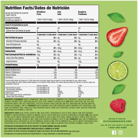 Popsicle - calories, carbs, nutrition
