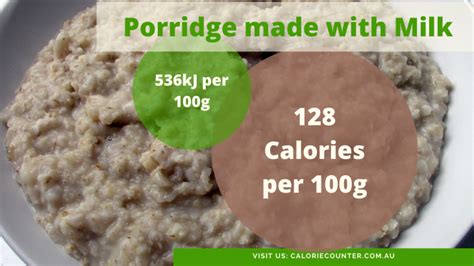 Porridge made with Milk - calories, carbs, nutrition