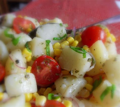 Potato, Tomato, Corn and Basil Salad - calories, carbs, nutrition