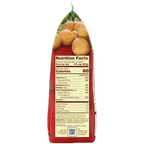 Potatoes Red B O'Brien 6 oz - calories, carbs, nutrition