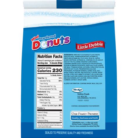 Powderd Mini Donuts - calories, carbs, nutrition