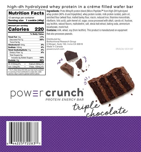 Power Crunch Bar - calories, carbs, nutrition