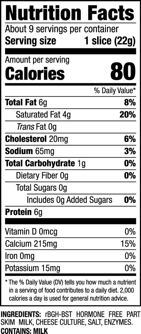 Pre-sliced Swiss Cheese - calories, carbs, nutrition