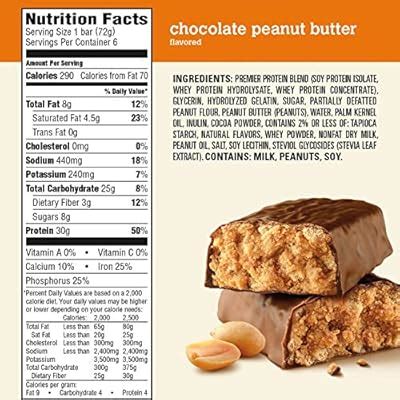 Premier Nutrition Chocolate-Peanut Butter Protein Bar - calories, carbs, nutrition