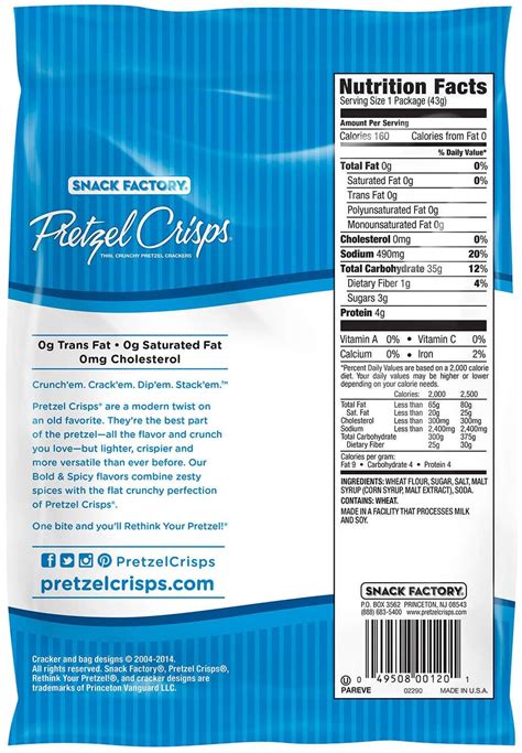 Pretzel Crackers - calories, carbs, nutrition