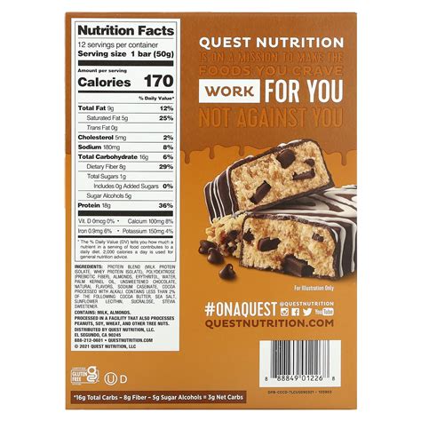 Protein Bar, Choc. Chip Cookie Dough - calories, carbs, nutrition