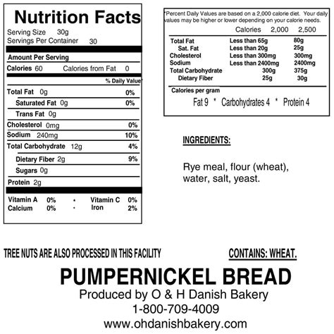 Pumpernickel Bread - calories, carbs, nutrition